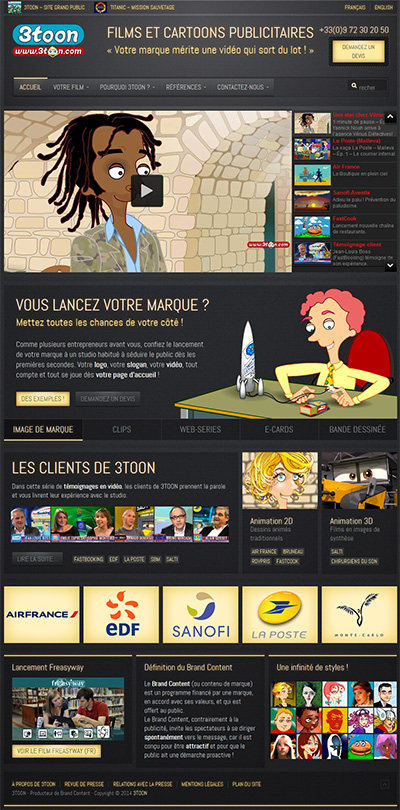 3TOON version professionnelle (Dessins anim&eacute;s publicitaires, Brand content, web-s&eacute;ries, marketing viral, buzz, advertainment)